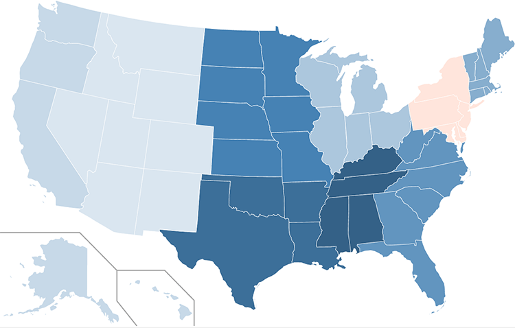 change in case weights by region